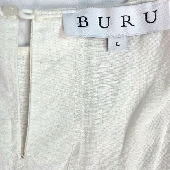 Buru Womens White Cotton Sleeveless Tiered Ruffle Top L - Picture 5 of 7
